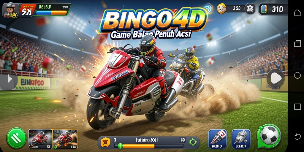 Tangkapan layar seru dari gameplay balapan BINGO4D yang penuh aksi.