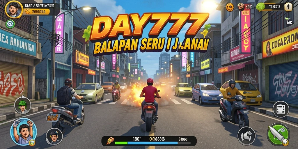Tampilan menarik dari gameplay DAY777 saat balapan sengit di jalan.