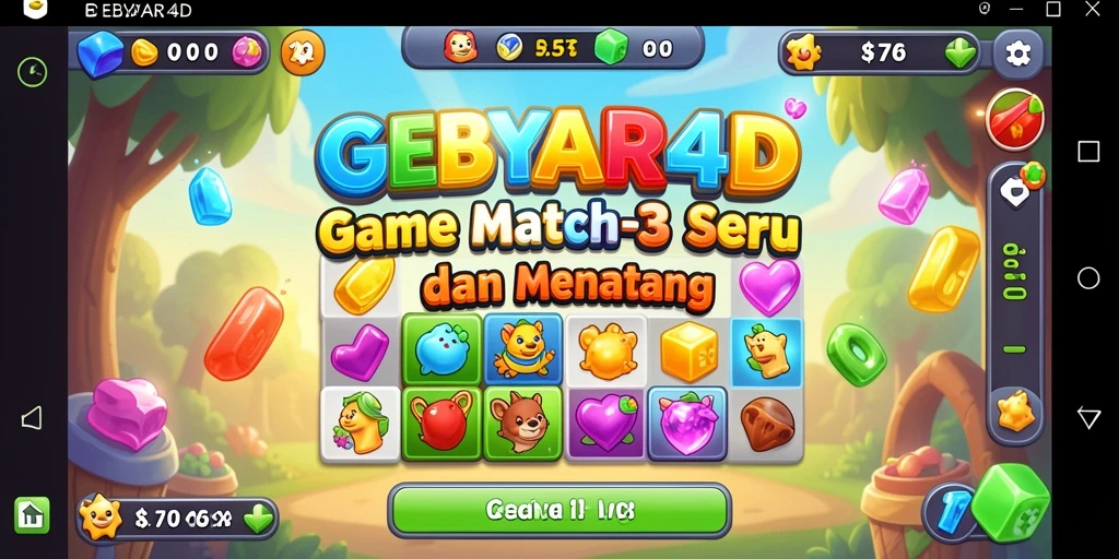 Tampilan gameplay seru dari GEBYAR4D yang menampilkan aksi Match-3.