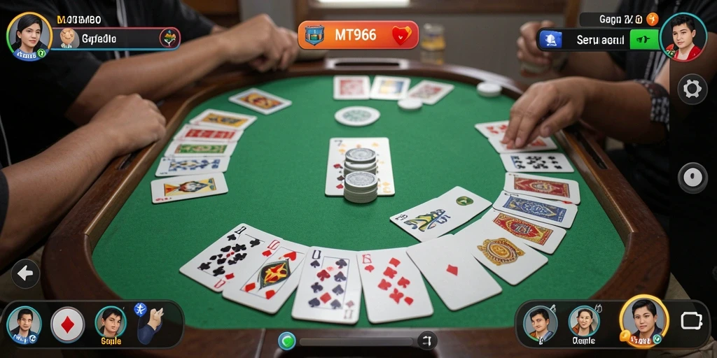 Screenshot gameplay MT966 yang menampilkan keseruan Gaple.