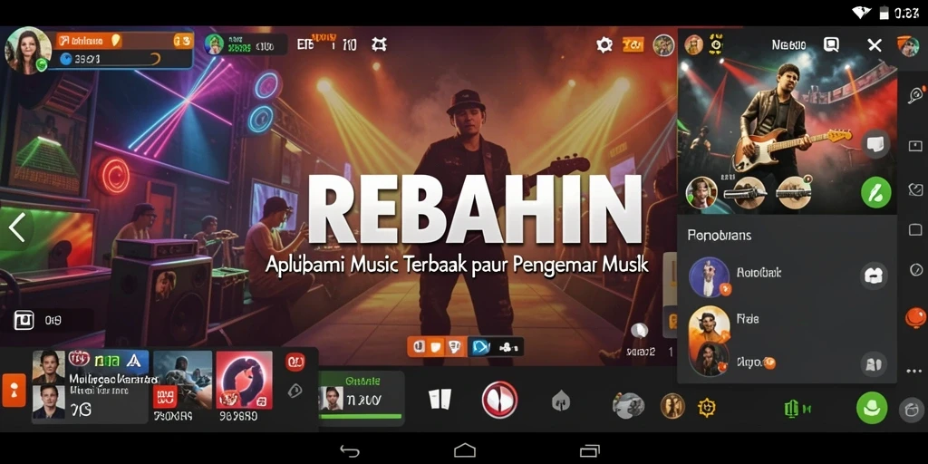 Screenshot utama menunjukkan gameplay menarik dalam aplikasi REBAHIN.