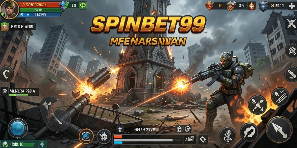 Tampilan gameplay SPINBET99 menegangkan dan penuh strategi Tower Defense.