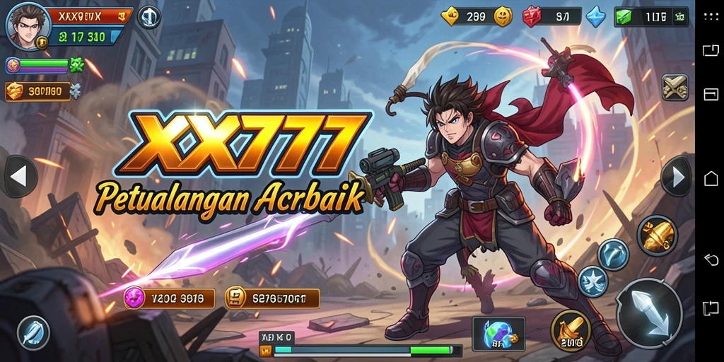 Tampilan seru gameplay XXX777 dengan aksi karakter Anime.