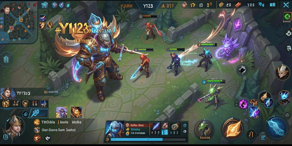 Tampilan gameplay seru dalam YY123, aksi MOBA yang mendebarkan.